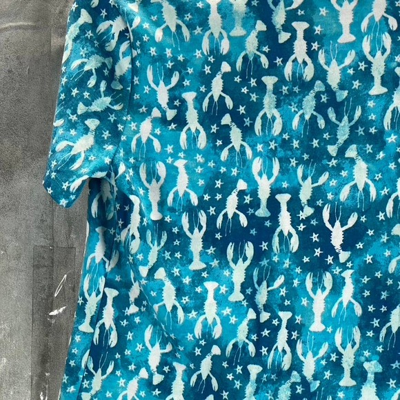 Karen Scott Women's Aqua Oasis Lobster Love Printed V-Neck Short-Sleeve Top SZXS - Picture 4 of 11